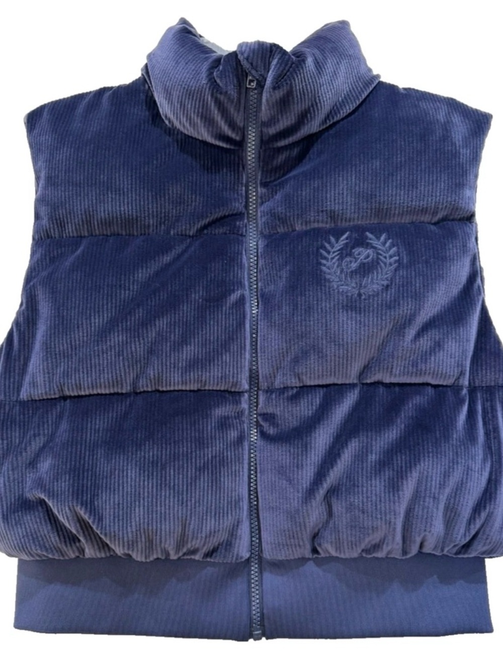 NWT PINK Victoria’s Secret Navy Corduroy Puffer Vest Cropped Small